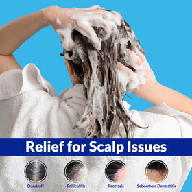 Tuymec shampoo texture on palm demonstrating creamy lather and easy application benefit
