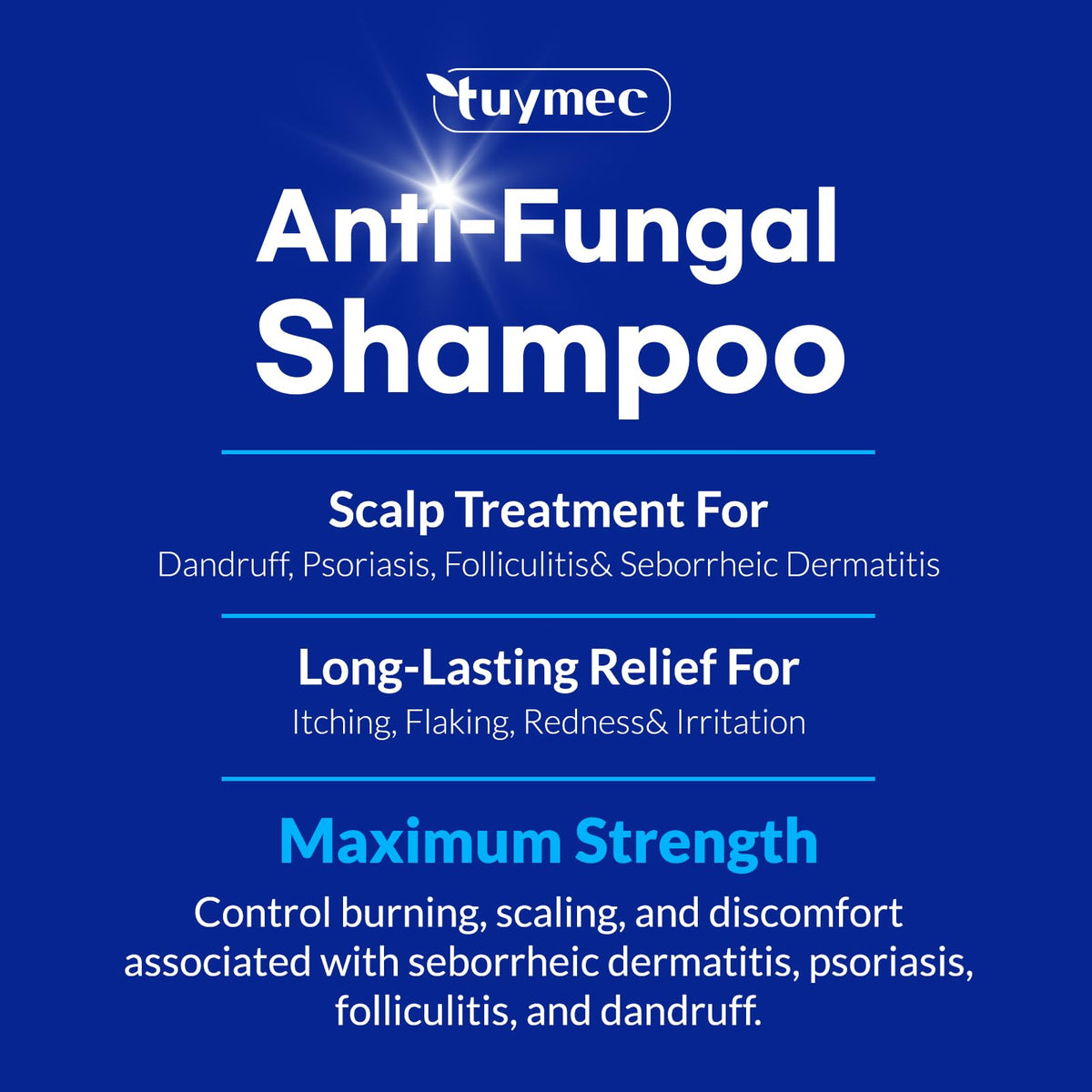 Tuymec lather on scalp illustrating cleansing action and flake reduction benefit