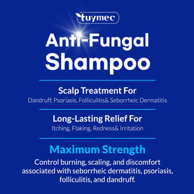 Tuymec lather on scalp illustrating cleansing action and flake reduction benefit