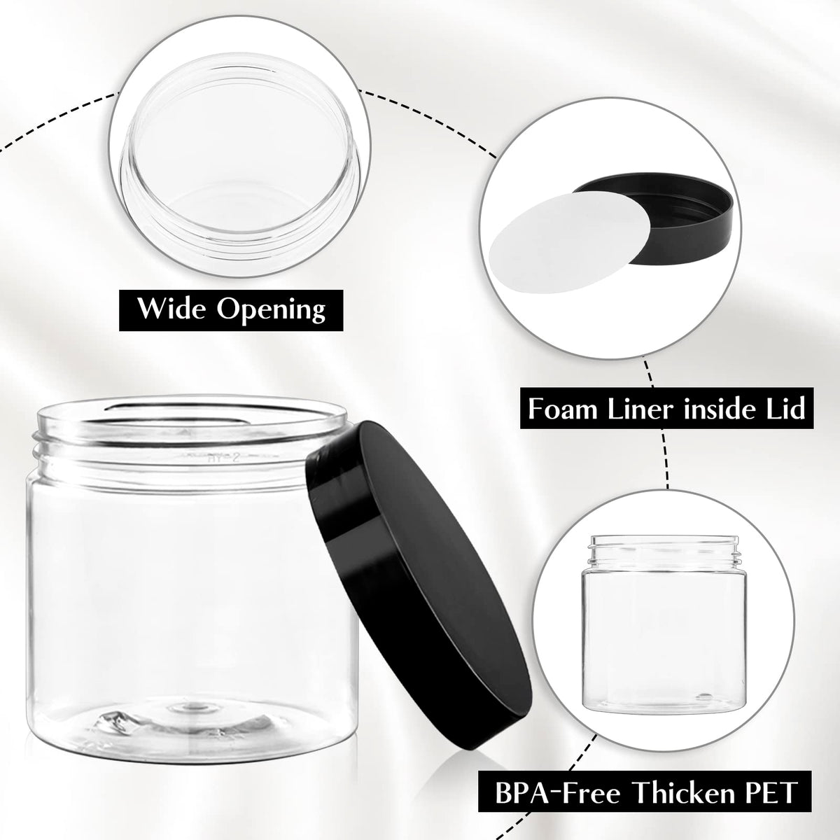 TUZAZO clear jar body close-up showing transparent PET for visible product presentation