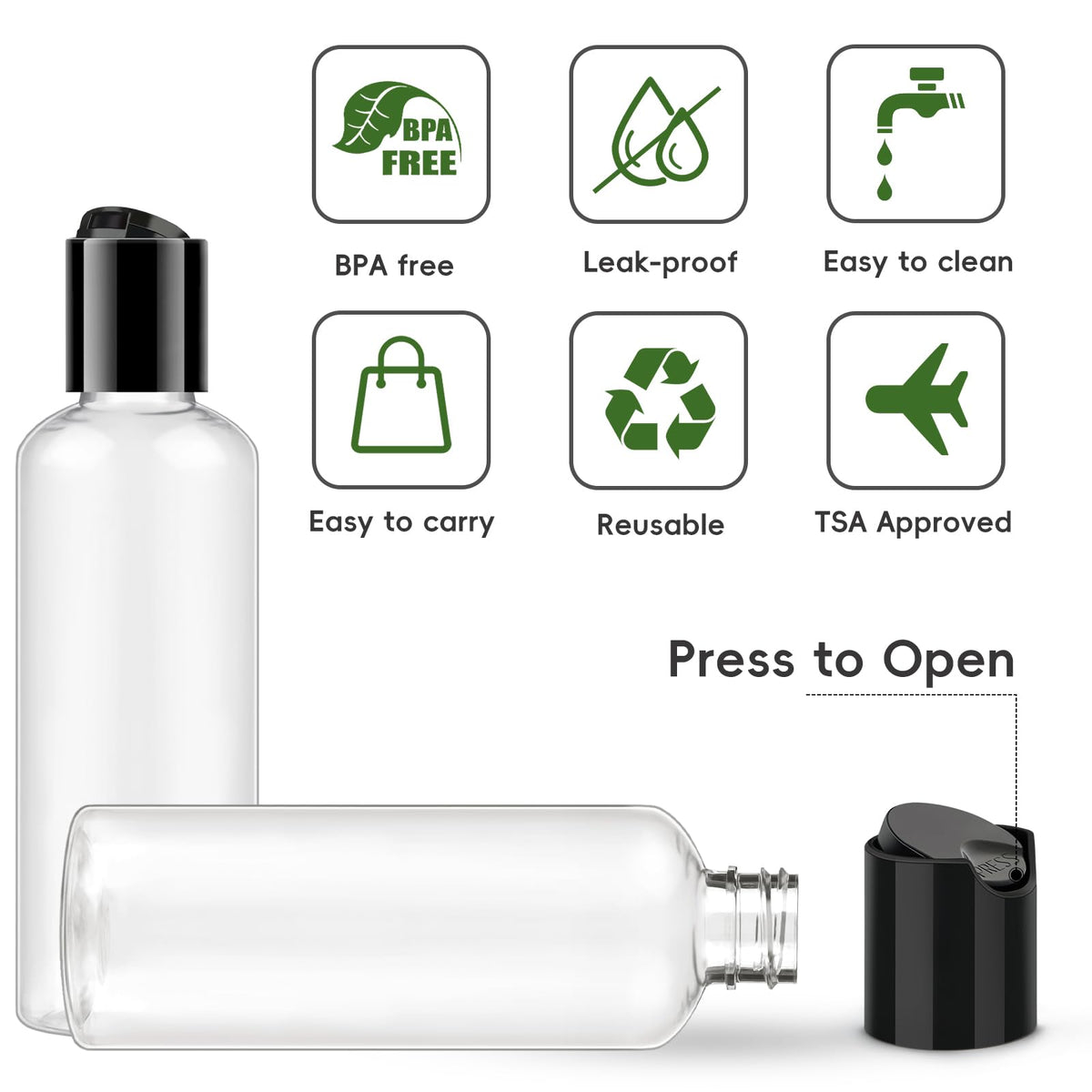TUZAZO clear PET bottle side profile highlighting durable lightweight design