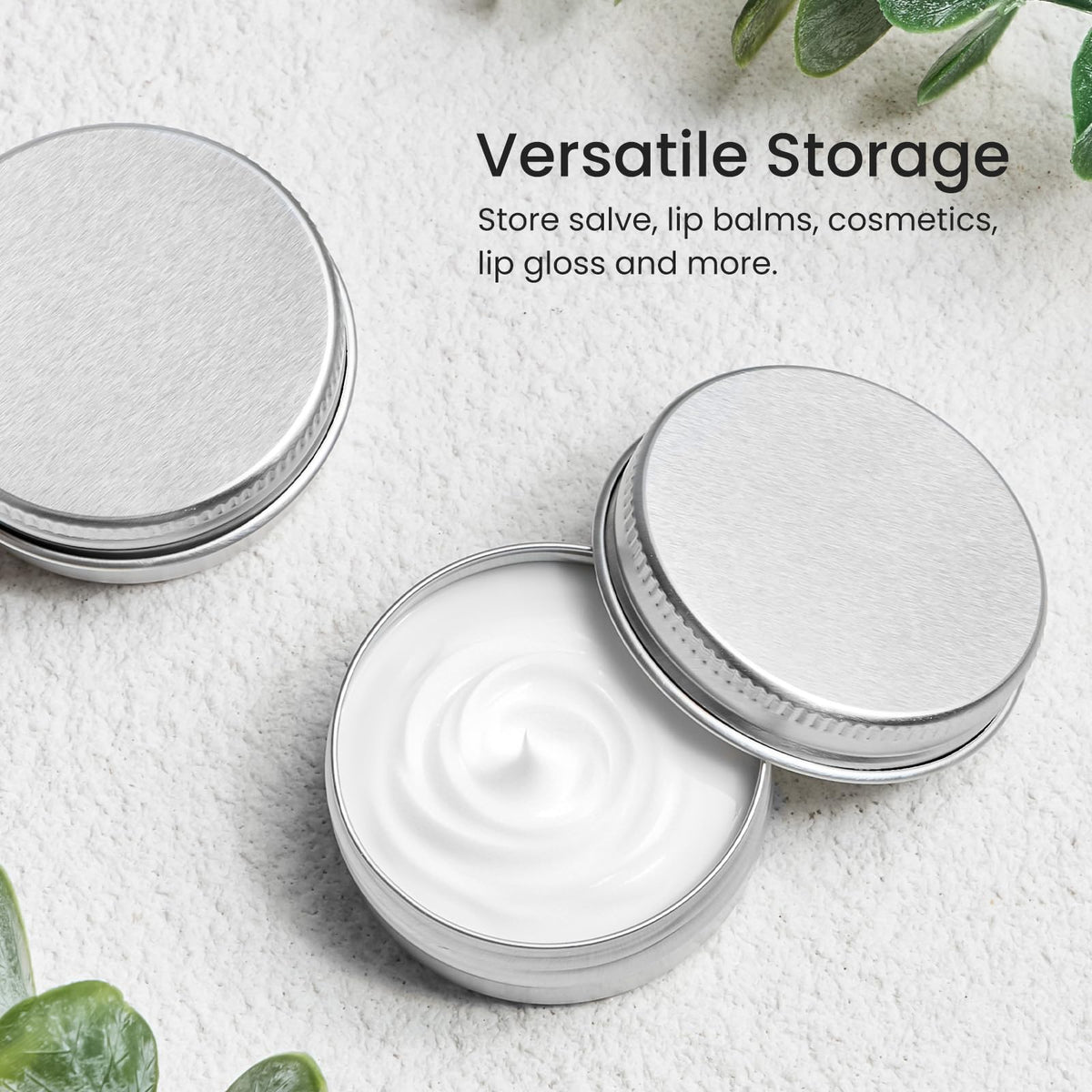 TUZAZO arranged labeled tins demonstrating easy organization and branding