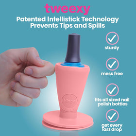 tweexy closeup of silicone cradle gripping bottle for spill prevention