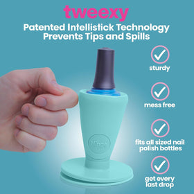 tweexy in-use on manicure table keeping polish steady for precise strokes