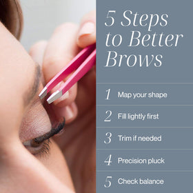 TWEEZER GURU tweezers in use plucking eyebrow hair for accurate grooming