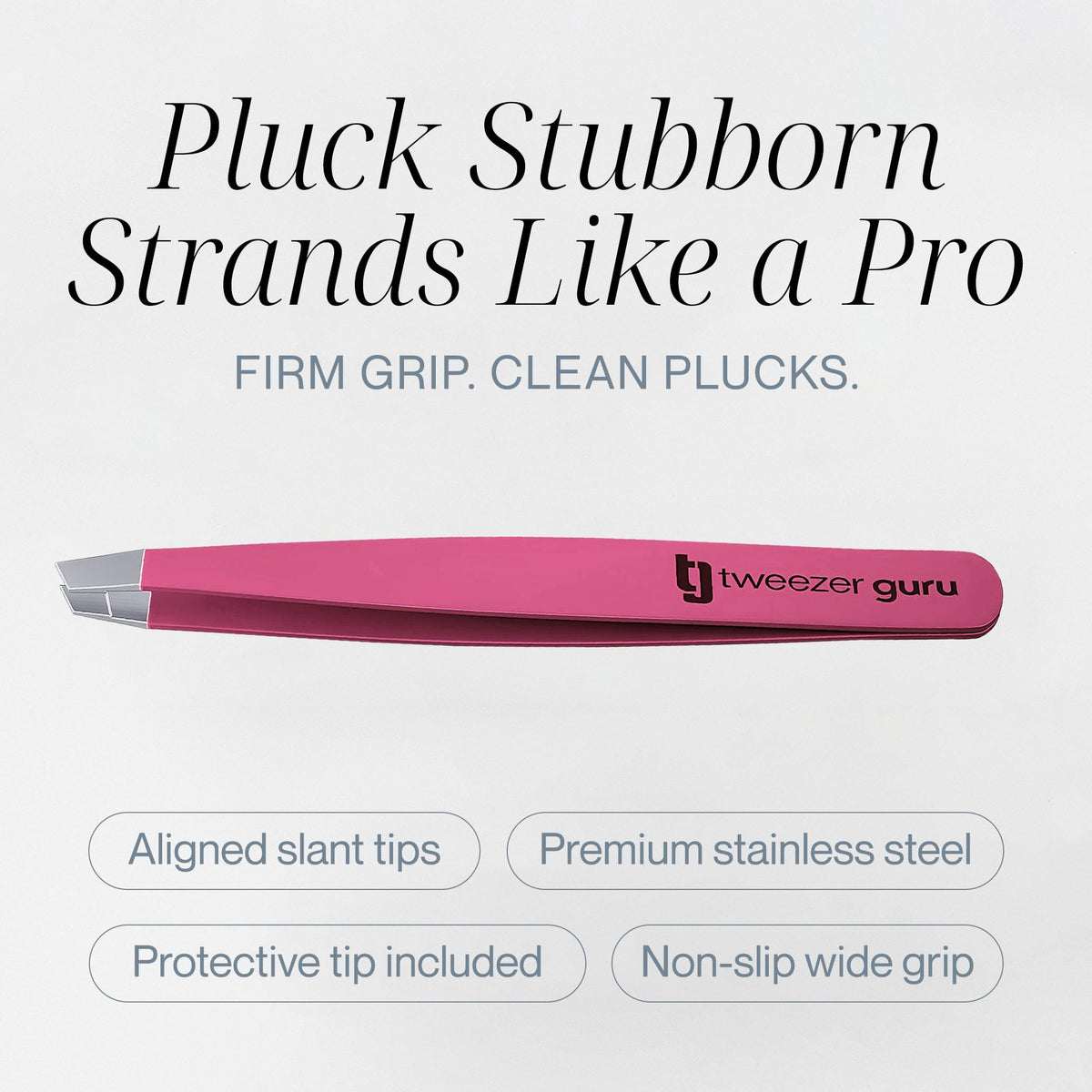 TWEEZER GURU textured matte grip detail for secure hold and reduced slipping