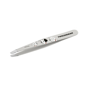 Tweezerman front view showing 101 Dalmatians design and precise slant tips for accurate grooming