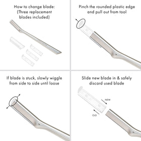 Tweezerman blades with safety cap size comparison showing safe storage benefit