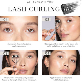 Tweezerman curler in action on lashes showing even base-to-tip lift benefit