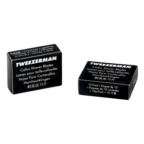 Tweezerman front packaging showing 20 replacement callus blades for reliable readiness