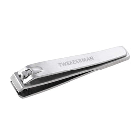 Tweezerman front view of toenail clipper showing compact durable design