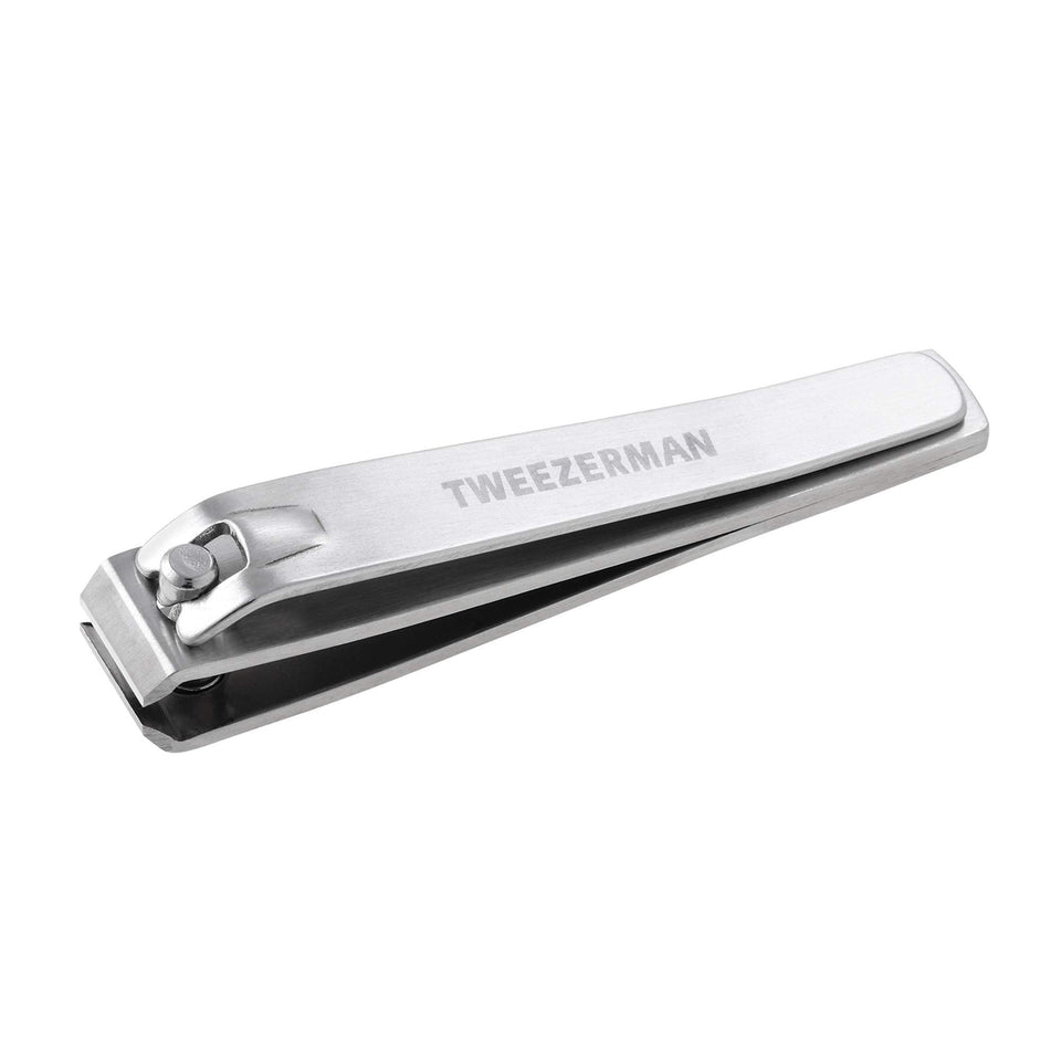Tweezerman front view of toenail clipper showing compact durable design