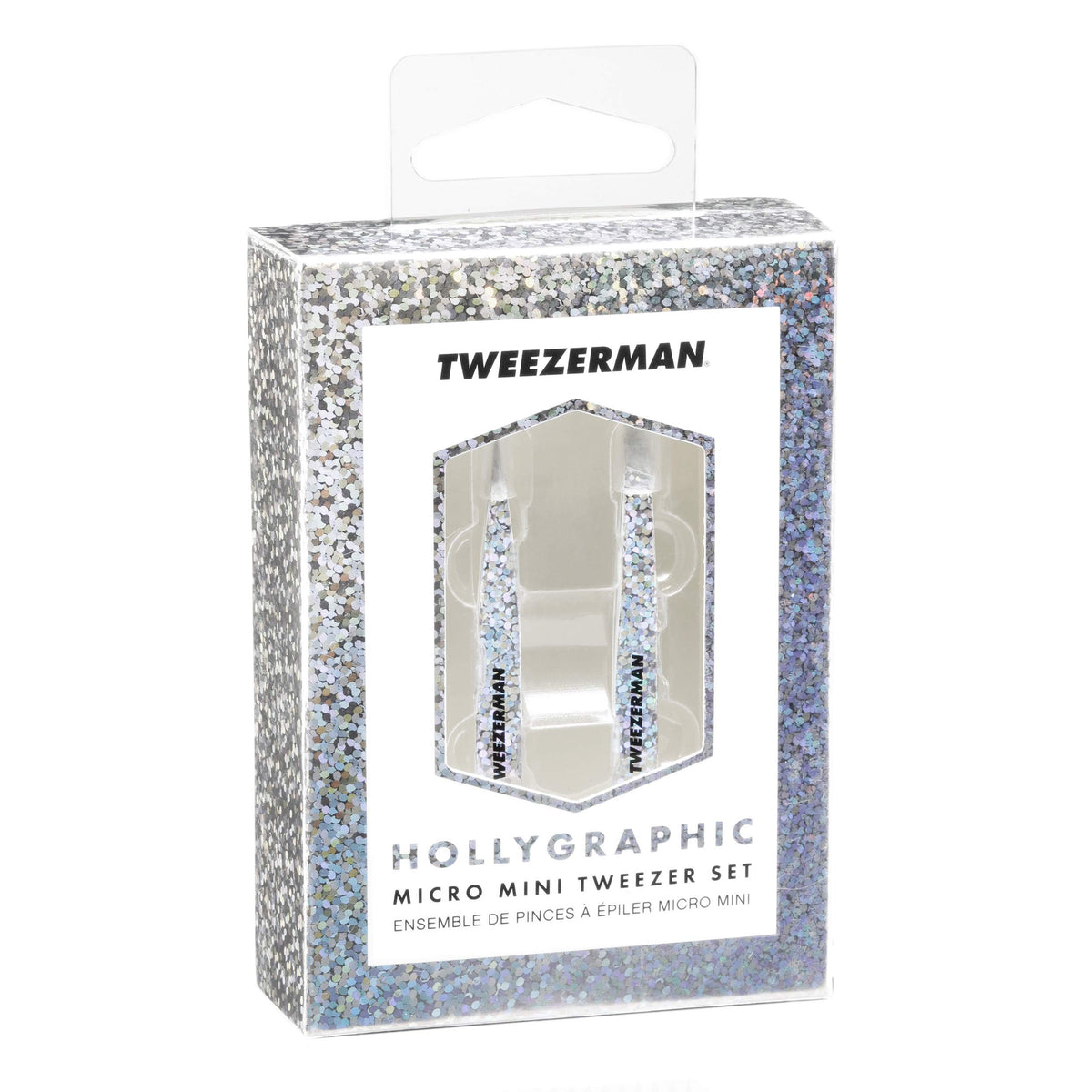 Tweezerman hollygraphic finish close-up showing festive pattern and premium feel