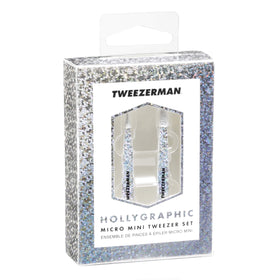 Tweezerman hollygraphic finish close-up showing festive pattern and premium feel
