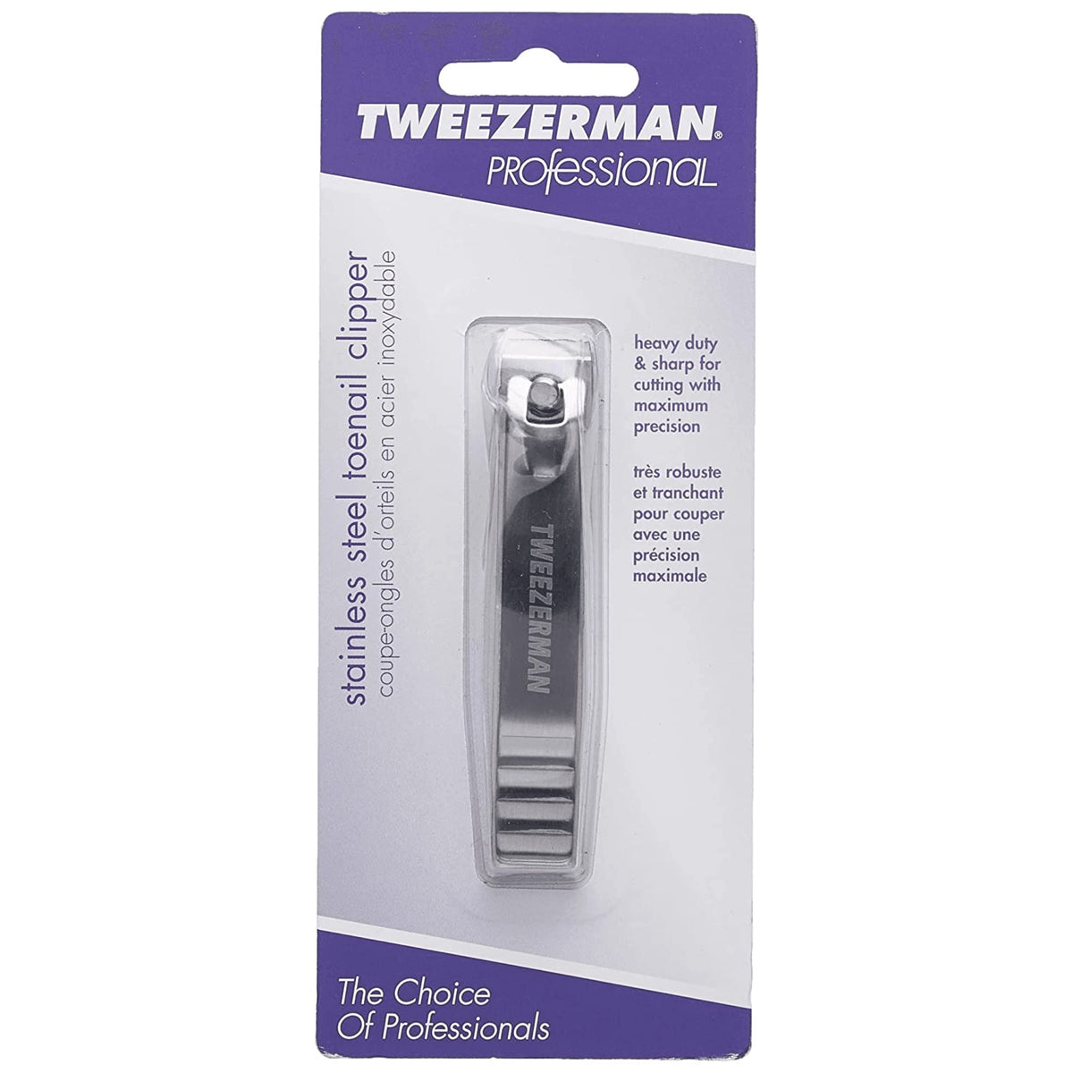 Tweezerman in hand demonstrating textured grip and ergonomic control for safer trimming