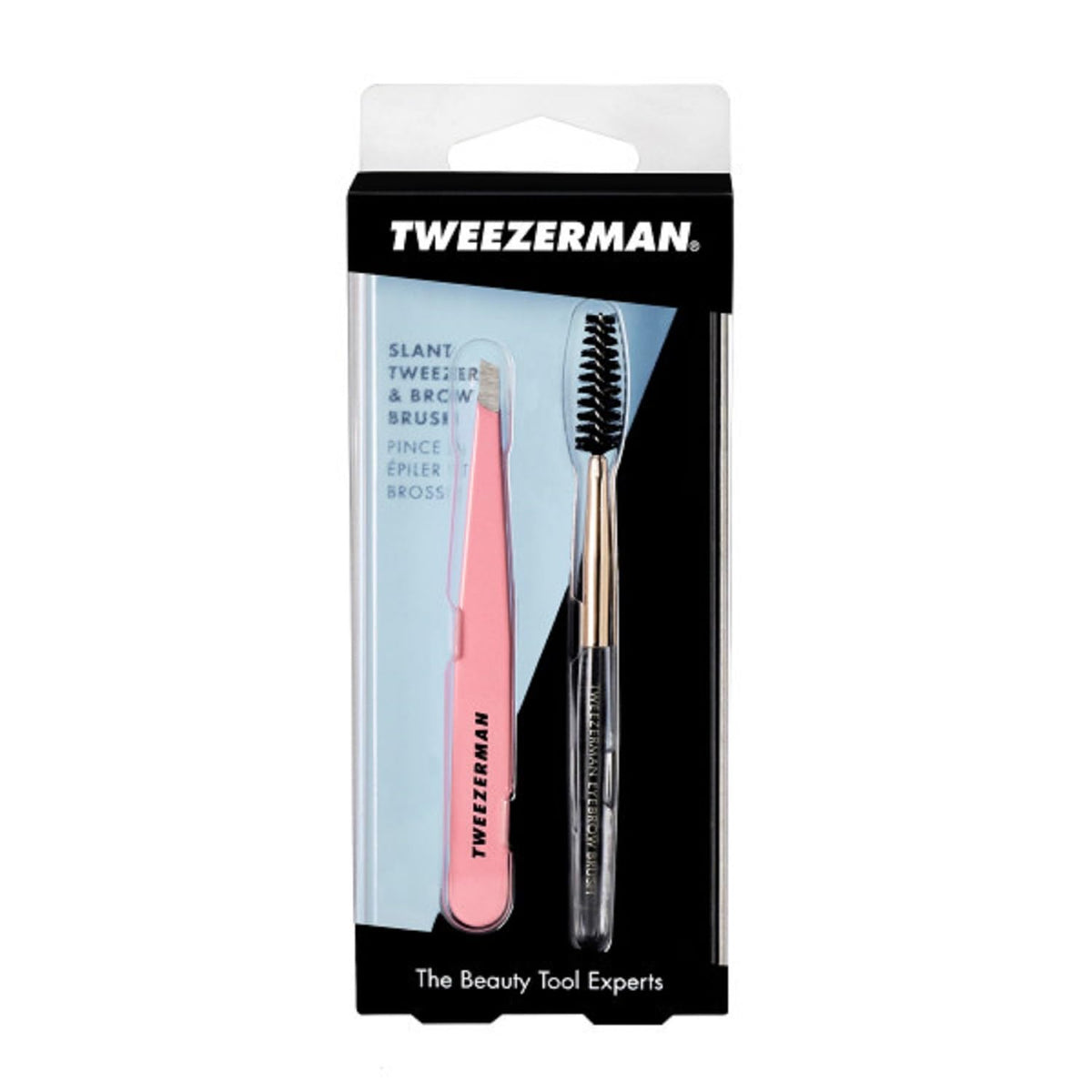 Tweezerman tea rose finish and label close-up demonstrating durable, attractive design