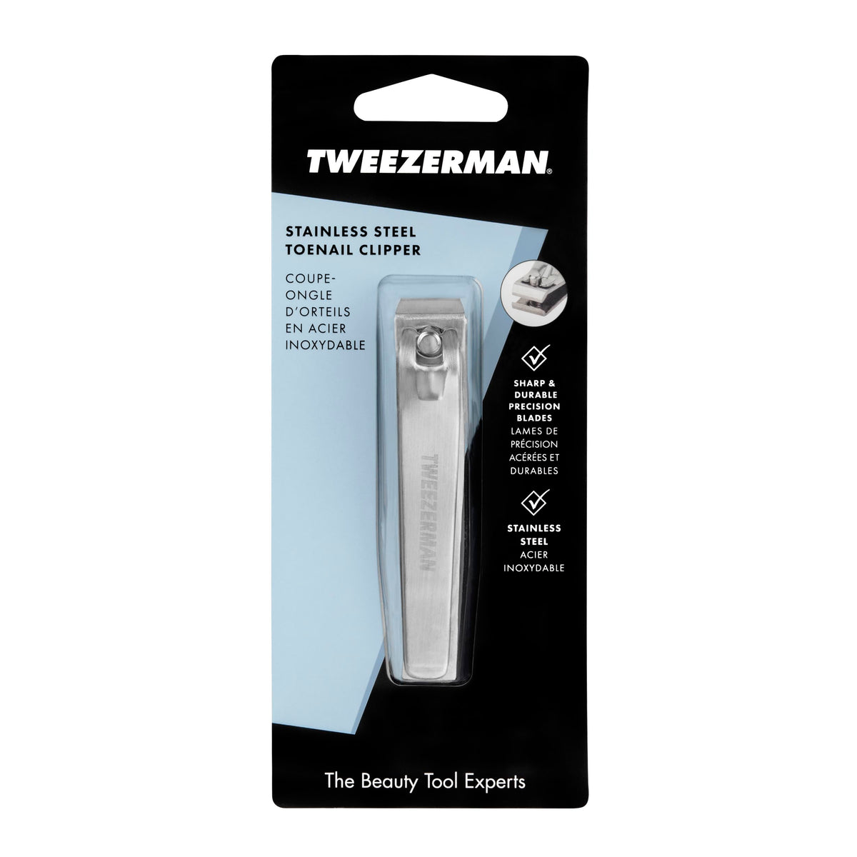 Tweezerman lever mechanism detail highlighting smooth rotation benefit