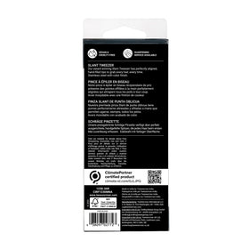 Tweezerman on bathroom vanity with cosmetics showing everyday grooming convenience