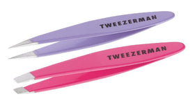 Tweezerman mini set front view showing both tweezers and compact benefit