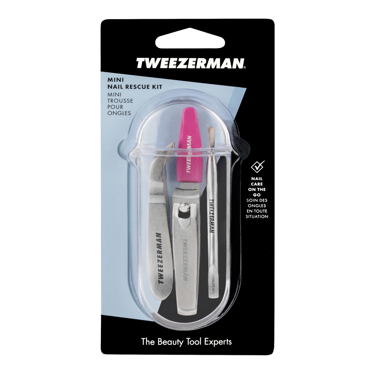 Tweezerman Mini Pushy and Nail Cleaner dual-tip for pushing cuticles and cleaning under nails