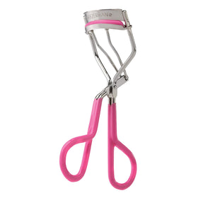 Tweezerman neon pink curler front view showing ergonomic grip and neon finish for easy handling