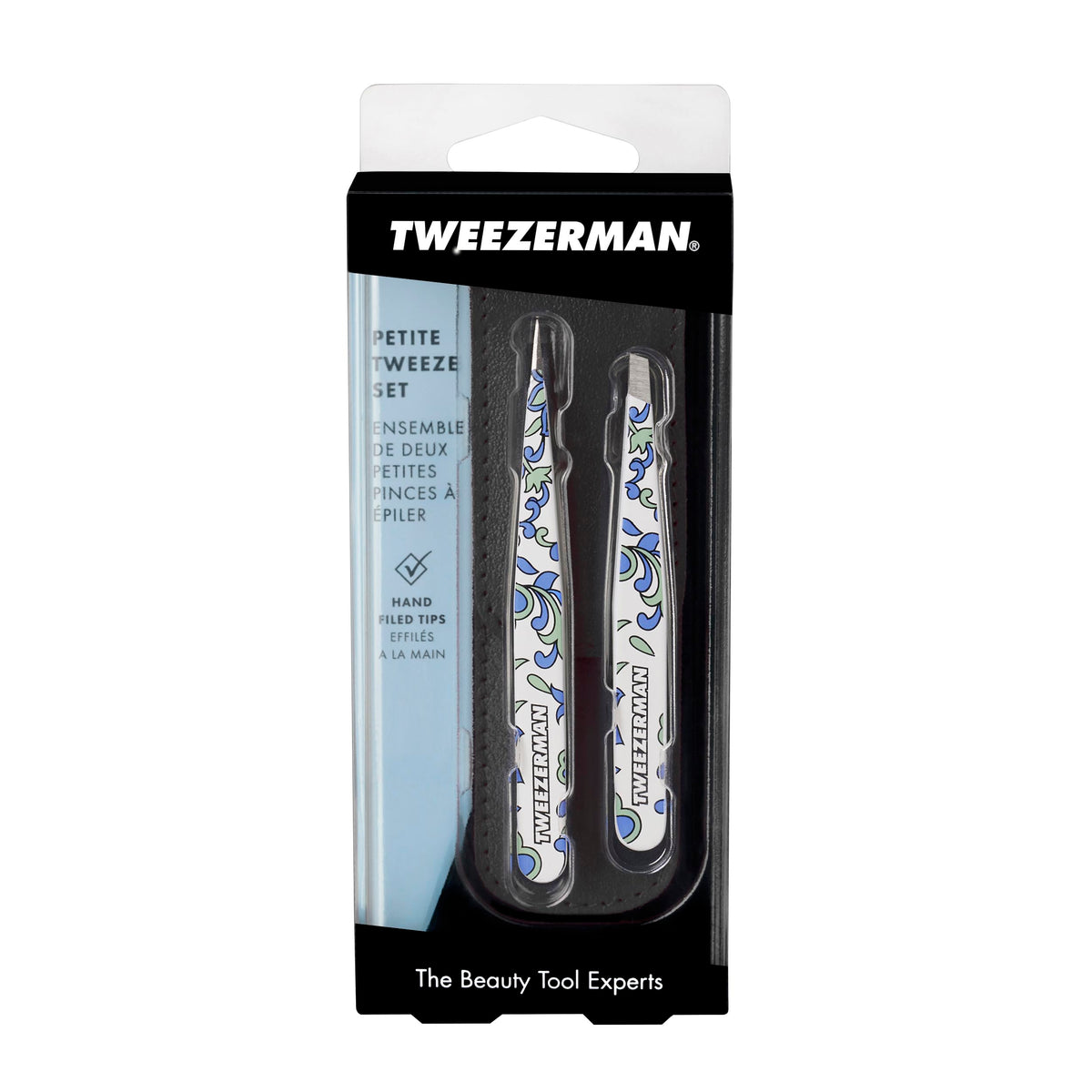 Tweezerman paisley pouch fabric pattern highlighting stylish protective storage