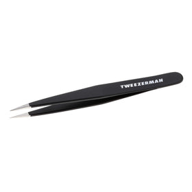 Tweezerman point tweezer front view showing Midnight Sky finish and precise tip for exact shaping