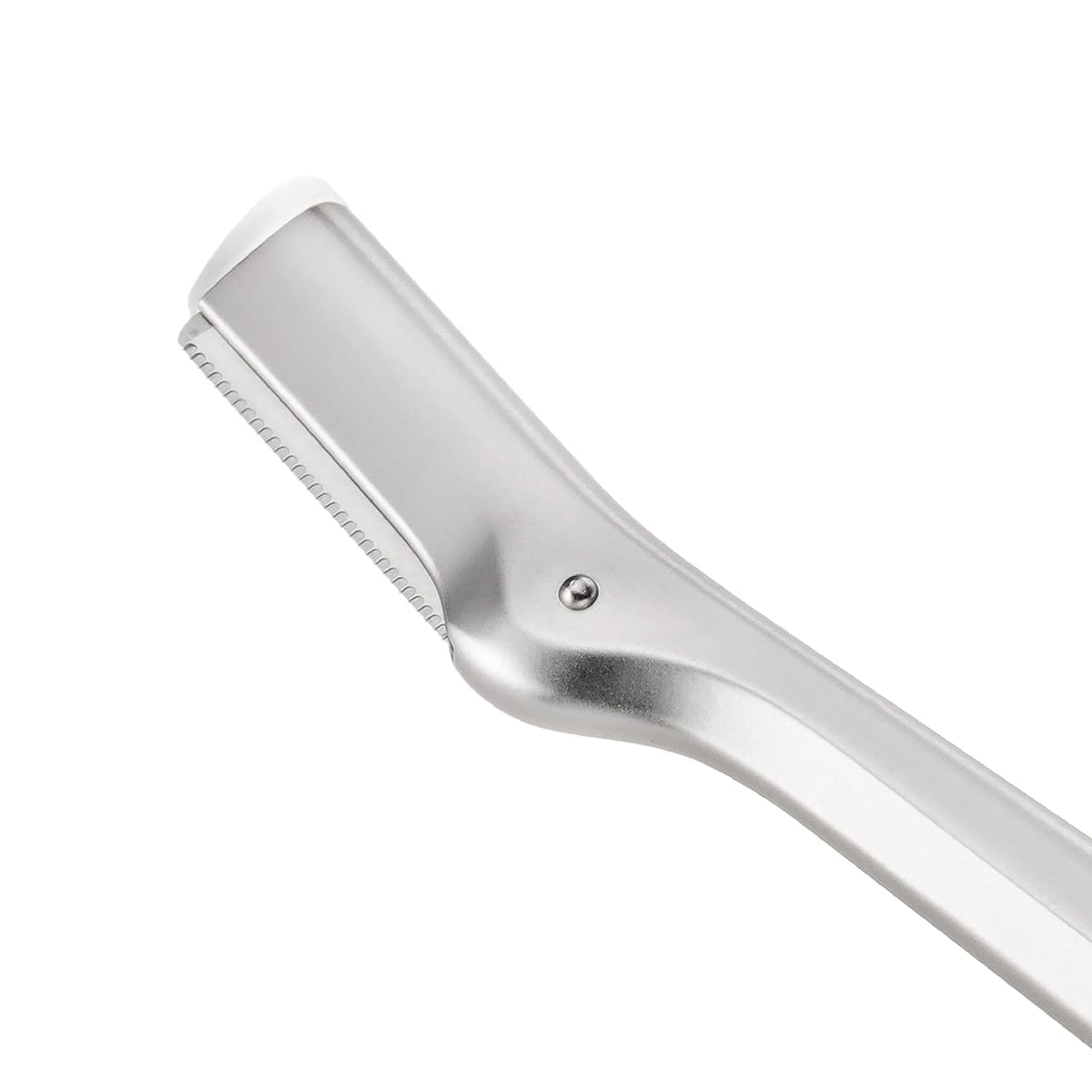 Tweezerman close-up of stainless steel blade illustrating sharp edge and smooth finish for gentle touch-ups