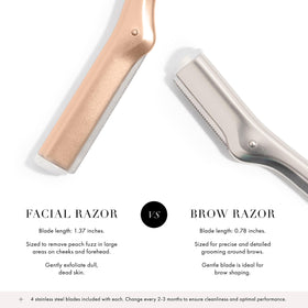Tweezerman blade close-up highlighting stainless steel edge for precise exfoliation