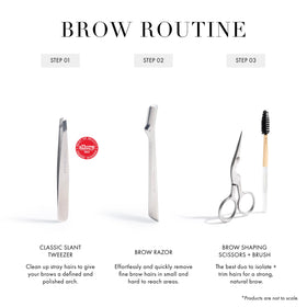 Tweezerman scissors in use trimming eyebrow demonstrating controlled results