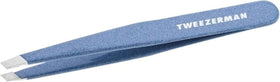 Tweezerman sky blue front view showing sleek stainless steel and colorful finish for easy identification