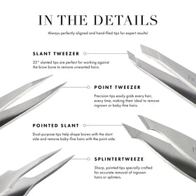 Tweezerman black finish detail highlighting durable stainless steel and professional look