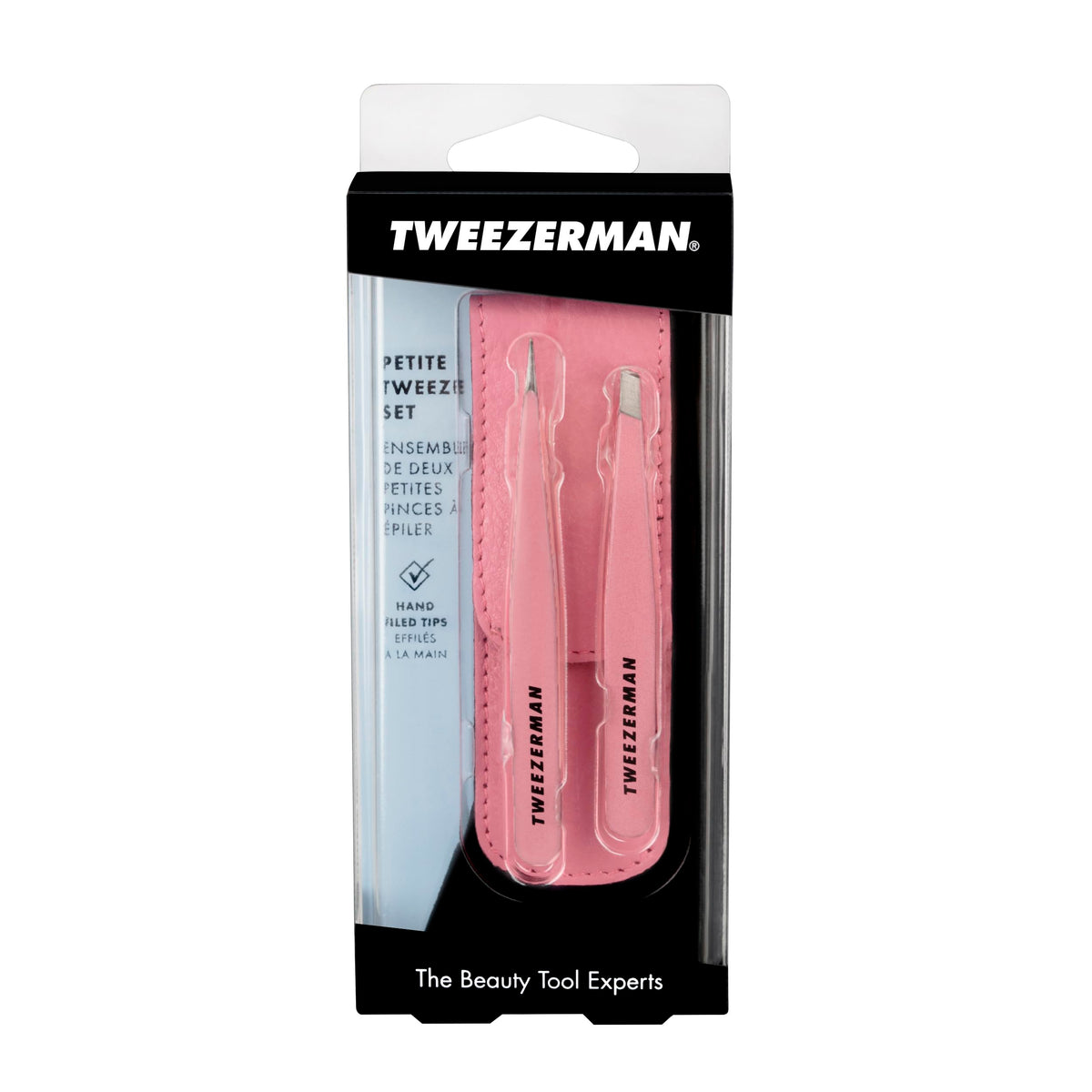 Tweezerman tea rose in hand demonstrates petite size for controlled tweeze
