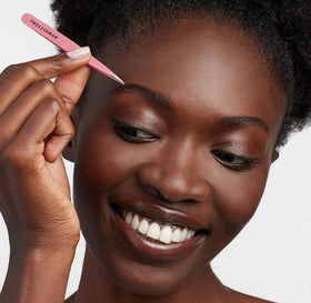 Tweezerman tea rose point tip detail for removing fine or ingrown hairs