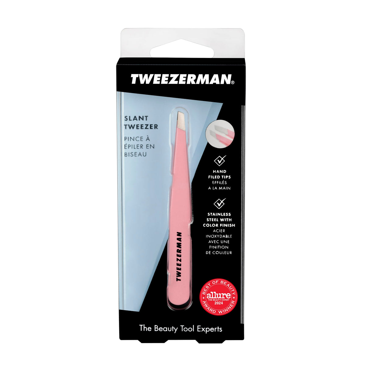 Tweezerman tea rose with protective pouch and minimal packaging for safe storage