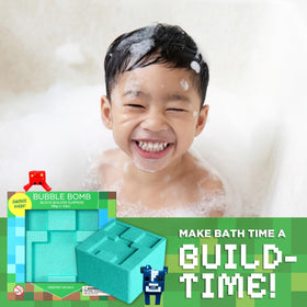 Two Sisters Creeper fizzing in tub with bubbles, demonstrating active effervescence for kids' baths