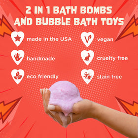 Two Sisters revealed superhero toy from inside bomb encouraging imaginative play and surprise