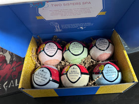 Two Sisters close-up of bath bomb texture and fizzing surface benefit: shows quality handmade finish