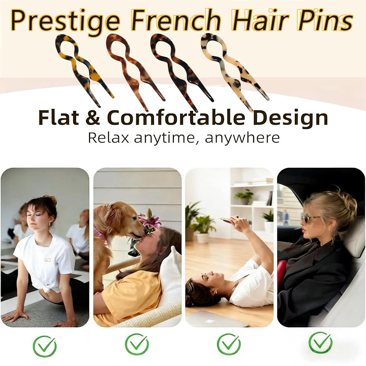Twoheadpig hair pin in chignon demonstrating secure hold for updos