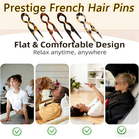 Twoheadpig hair pin in chignon demonstrating secure hold for updos