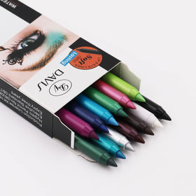 TWOMODE pencil applied as blue wing showcasing bold color payoff