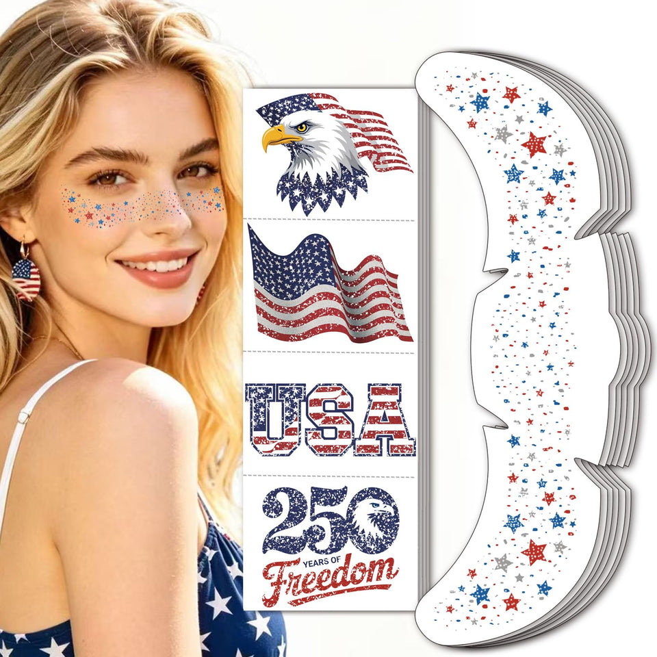 Tyalfrich front packaging showing 250th patriotic designs and glitter accents