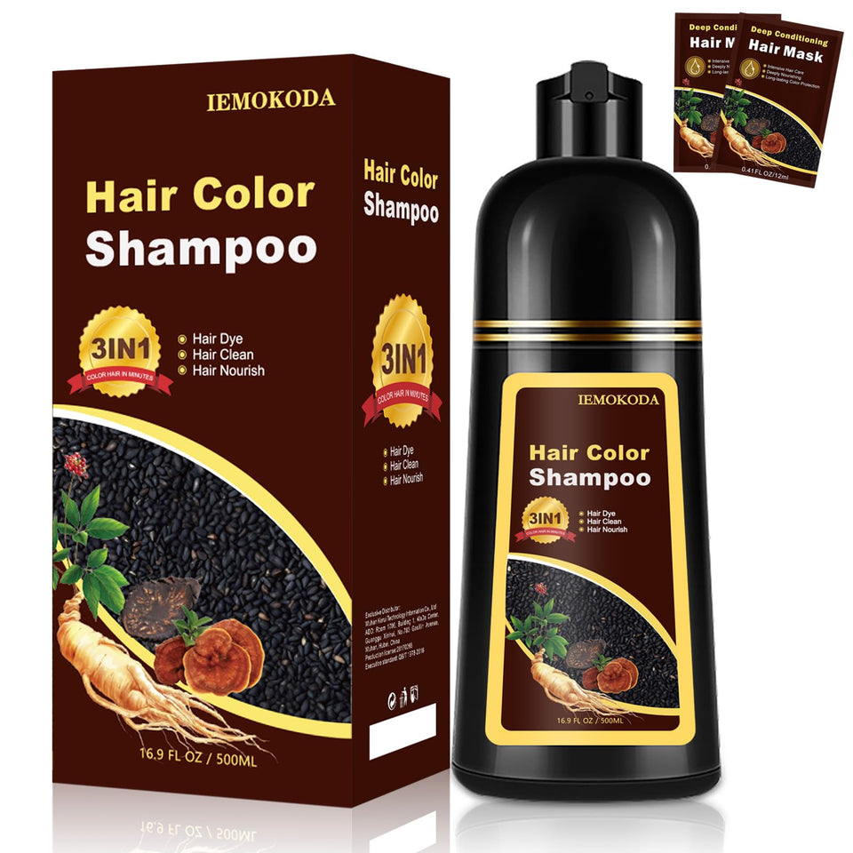 TYAYW front bottle showing deep wine red shampoo and benefit of easy at home coloring
