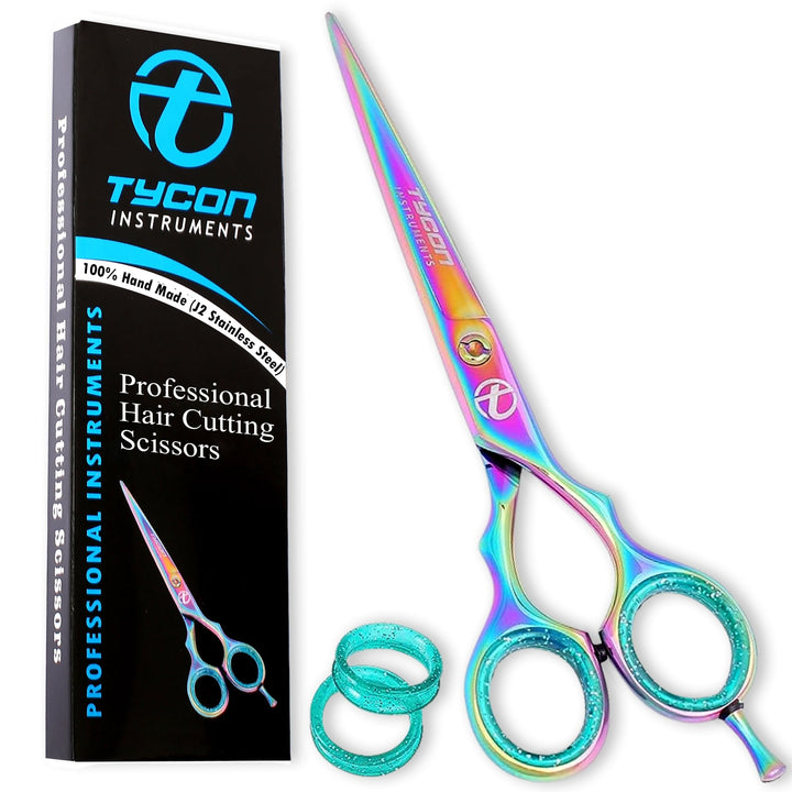 Tycon Instruments front view of packaging showing professional shears and features