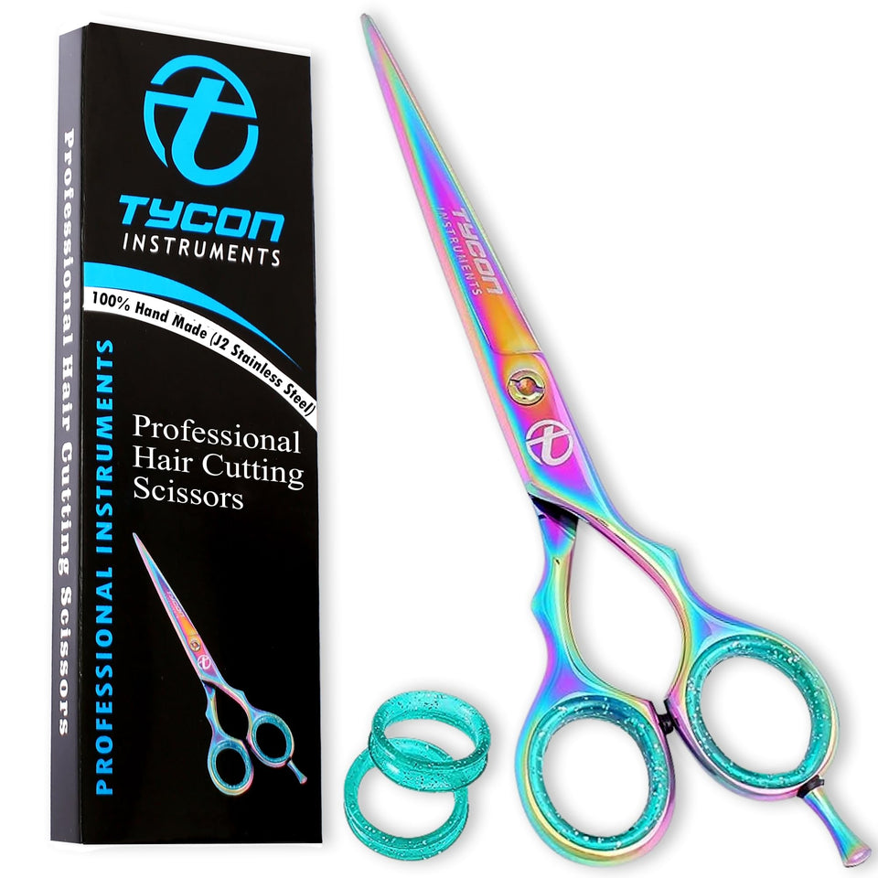 Tycon Instruments front view of packaging showing professional shears and features