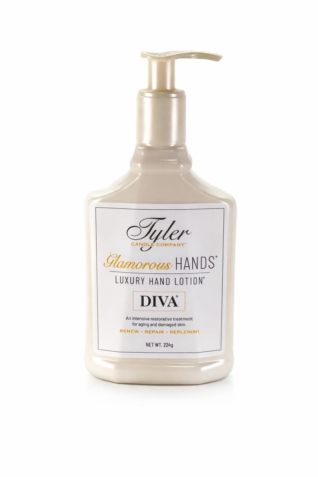 TYLER CANDLE COMPANY Diva front packaging showing 8 oz tube and label, elegant design benefit