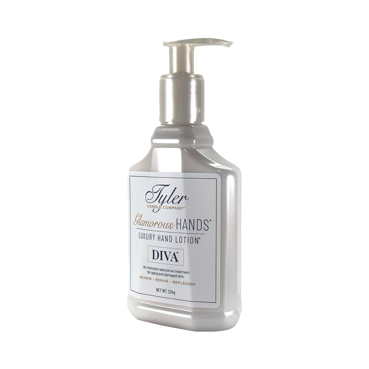 TYLER CANDLE COMPANY Diva size comparison next to hand, portable 8 oz convenience
