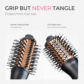 TYMO detailed shot of three bristle types showing gentle grip and reduced pulling benefit