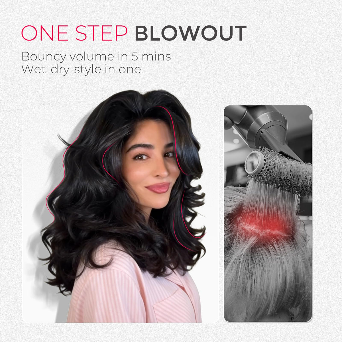 TYMO being used on wet hair producing smooth blowout and saving styling time