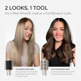 Model using TYMO 4.0 for a salon‑style blowout with visible volume
